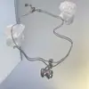 Collar Hueso de Serpiente de Cereza Rosa para Mujer, Dulce y Lindo, Cadena para Suéter Estilo Ins, Cadena para el Cuello de Diseño de Nicho de Lujo Ligero