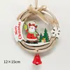 Suministro Transfronterizo de Campanas de Madera Recortadas de Navidad, Colgantes de Anciano Muñeco de Nieve, Accesorios para Decoración de Árbol de Navidad, Decoraciones