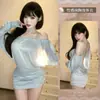 Falda de cadera morada sin espalda estilo Puro Deseo de Yimengyao Uniforme Lencería Sexy Ropa de dormir seductora Uniforme