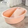 A6T Cubeta con Tabla de Frotar Cubeta de Plástico Cubeta Redonda para Lavar Ropa Cubeta con Tabla de Frotar de una Sola Capa Cubeta para Lavar Ropa en Casa Lavar Ropa Interior de Niños Lavar