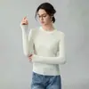 Suéter de Lana Fina Modelo 2025, Suéter de Punto de Lana Pura Estilo Simple Rl, Top de Cuello Redondo Tejido en Punto Trenzado Estilo Old Money