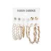 Pendientes de aleación con perlas, nueve pares, elegantes pendientes de borlas apiladas, con personalidad transfronteriza europea y americana de Amazon para verano.