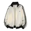 Nueva chaqueta clásica de otoño estilo universitario, bloques de color a rayas, cuello alto, holgada, simple, con cremallera, para parejas, unisex, con un estilo moderno