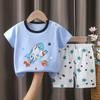 Nuevo traje de verano de algodón para niños, camiseta de media manga para niños, ropa deportiva para el hogar, fábrica para niños y niñas, una generación de cabello