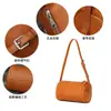 Bolsa Transversal para Mulheres, Versátil e de Alto Padrão, Bolsa Cilíndrica Acolchoada, Bolsa de Mão de Couro Bovino de Primeira Camada, Bolsa de Ombro, Bolsa Transfronteiriça