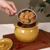 Pote de Cerâmica Espesso Isolado Estilo Creme para Banha com Alças, Recipiente de Banha Resistente a Altas Temperaturas com Tampa e Filtro para Uso Doméstico