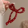 Pinza para el pelo con lazo de lunares rojos, Pinza de tiburón versátil estilo francés, Pasador para la parte trasera de la cabeza, Accesorio para el pelo versátil y elegante para mujer