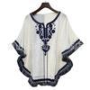 Top estilo étnico verano nuevo top estilo étnico manga murciélago holgado ropa casual étnica para mujer