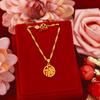 Venta de Liquidación a Pérdida, Sin Devoluciones ni CambiosCollar Artesanal de Oro Imitación con Carácter de la Fortuna, Estilo Chino Dorado Arena Moda Resina Collar con Carácter de la Fortuna