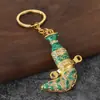 Llavero de Cuchillo de Omán Colorido con Pedrería de Goteo de Aceite, Llavero de Cuchillo Artesanal Étnico Colorido