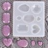 Molde de epóxi de cristal DIY molde de múltiplos pingentes formato de coração redondo estilo torre fivela torcida de diamante molde de silicone