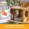 Comedero para Ardillas Montado en Pared Exterior Dispositivo de Alimentación de Madera Comedero de Invierno para Hámster Comedero para Mascotas de Jardín y Patio