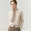 Cardigan de Tricô de Caxemira Baicai Rong 2026 Feminino com Múltiplos Botões, Gola Meia-Alta, Suéter de Manga Longa, Estilo Novo