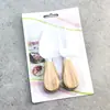 Cuchillo y tenedor para queso de acero inoxidable con mango de madera, juego de 4 piezas, mini cuchillo para mantequilla, cuchillo para pastel, cortador de mantequilla, juego de cuchillos para queso
