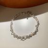 Pulseira de Prata Quebrada com Lâmpada Pequena e Contas Coloridas de Fantasia para Mulheres, Design de Nicho de Luxo Leve, Elegante de Alta Qualidade, Pulseira Versátil