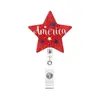 Novo Porta-Crachá Retrátil de Estrela de Cinco Pontas para o Dia da Independência para Estudantes de Medicina, Porta-Crachá Retrátil com Emblema da Bandeira Americana