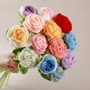 Buquê de Rosas em Crochê Gradiente Feito à Mão, Rosas Tecidas Simuladas, Presente para o Festival Qixi e Dia dos Professores, Flores Eternas