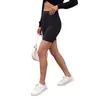 Moda Femenina Transfronteriza Estilo Europeo y Americano Pantalones Cortos de Yoga de Cintura Alta Levanta Glúteos Negros de Alta Elasticidad Ajustados Pantalones Cortos Deportivos para Ciclismo
