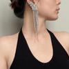 Pendientes de clip con borla de diamantes y alfiler de plata, alas de mariposa distintivas, pendientes exagerados 2023, pendientes de aleación con cadena de garras, superllamativas