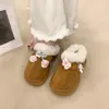 Super gruesas cálidas tamaño pequeño casa 2026 puntera cerrada suela de pelo pantuflas para mujer sentido interior mierda rosa