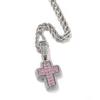 Moda hip hop T quadrado zircônia rosa cruz colar simples europeu e americano rua moda joias transfronteiriça atacado