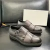 Zapatos Monje Genuinos de Cuero Estilo Vintage con Doble Hebilla, Zapatos de Cuero de Corte Bajo para Hombre Blt, Venta Caliente Transfronteriza, Suministro Directo
