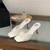 Q6-2~2026 Nuevas Sandalias de Tacón Alto Estilo Francés, Punta Cuadrada y Abierta, Estilo Veraniego para Mujer para Usar Afuera