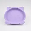 Set de Vajilla de Silicona de Grado Alimenticio para Suplementos Alimenticios Infantiles, Plato con Ventosa con Forma de Gato, Plato para Bebé para Alimentarse Solo
