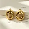Pendientes de Aro Redondo Forma de C Transfronterizos de Estilo Nuevo Europeo y Americano Aro Redondo de Tres Anillos Personalidad Creativa Acero Inoxidable Aros para Orejas para Mujer