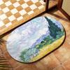 Alfombra de Piso de Barro de Diatomeas Suave Estilo Retro de Baño con Pintura al Óleo, Alfombra Absorbente de Lujo de Gama Alta, Felpudo Antideslizante para Baño del Hogar