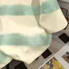 Camiseta de Manga Corta para Mujer con Diseño Color-Blocking Lindo y Divertido Estilo Coreano Americano, Top Casual de Algodón Puro Ajustado Tie-Dye para Verano