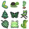 Dijes para zapatos tipo zueco con temática verde, plantas de dibujos animados, cocoteros, hebillas para zapatos de cactus, accesorios DIY, caucho suave de PVC, exclusivamente para ventas transfronterizas