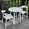 Juego de Plástico para Reuniones de Ocio al Aire Libre con Mesa Redonda Pequeña y Sillas para Balcón, Popular en Cafeterías de Té de Leche de Moda, Mesa de Comedor Simple para Uso al Aire Libre