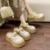 Sandalias Mary Jane de Suela Gruesa para Mujer, Nuevo Estilo 2026, Malla Tejida que Aumenta la Altura, Zapatillas Cerradas para Mujer Pequeña