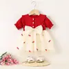 1547 Nuevo Vestido de Verano para Bebé Niña 2025 Color Sólido Malla de Piña Falda con Empalme Niñas Dropshipping