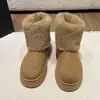 Comercio Exterior Cuello de Piel Decoración Botas de Nieve para Mujer 2026 Transfronterizo Otoño/Invierno Casual Suela Gruesa Media Caña Cálidas Cómodas Zapatos de Algodón