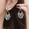 Aretes Cortos de Borlas Estilo Étnico Vintage Aretes Azul Lago Diseño Nicho Aretes Estilo Bohemio para Vacaciones para Mujer