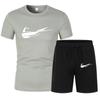 Verano Nuevo Set de Camiseta de Manga Corta para Hombre + Shorts de Playa Estampado Ropa Deportiva Traje de Dos Piezas a la Moda
