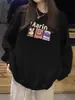 Sudadera Casual Holgada de Manga Larga con Estampado de Dibujos Animados, Diseño Nuevo para Otoño e Invierno 2025, Linda, Versátil, que Reduce la Edad, para Mujer