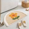 Tapete de Chão Semicírculo Pequena Flor Planta Verde Fresca Flor Banheiro Tapete Absorvente Tapete de Chão Antiderrapante Tapete de Porta de Banheiro Venda por Atacado