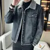Chaqueta de Mezclilla para Hombre con Forro de Felpa, Engrosada para Otoño e Invierno, Nueva Chaqueta Casual Deportiva Ajustada, Moda Masculina Tendencia