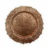 Plato de plástico PP para exportación de comercio exterior con patrón irregular de copo de nieve, plato de cena decorativo de 13 pulgadas con recubrimiento de polvo dorado para restaurantes y hoteles