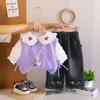 Roupa de Outono para Meninas 2025 Novo Colete de Bebê Estiloso Conjunto Casual de Três Peças para Crianças Pequenas Primavera e Outono Venda por Atacado