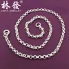 Collar de Perlas Plateadas Lin Fa Plata de Ley 990 Hombres y Mujeres Cadena de Plata Estilo Étnico Grueso Regalo de Vacaciones