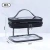 Directo de fábrica, bolsa de almacenamiento de maquillaje de doble capa, bolso de mano con patrón de diamante de PU, bolsa de aseo de viaje impermeable en stock