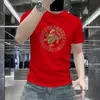 Nuevo top de verano para hombre, cuello redondo, manga corta, moderno, corte ajustado, algodón de seda de hielo, ropa casual y elegante para hombre