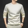 Camiseta de Hombre 100% Algodón Manga Larga Otoño e Invierno Nueva Cuello Redondo Color Sólido Juvenil Holgada y Cómoda Versátil Casual Sudadera de Hombre Dropshipping