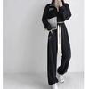 Sudadera de Traje Callejero para Celebridades de Internet para Mujer Primavera y Otoño Top Corto Salado o Dulce con Bordado de Letras Conjunto de Dos Piezas Holgado de Manga Larga