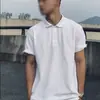 Camiseta Camisa Top Masculino Lapela Retrô Americano Cor Sólida Negócios Verão Novo Preto Puro Manga Curta Camisa Polo