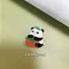 Insignia de Pin Metálica de Panda de Sichuan Lindo Bambú Verde Sandía Broche para Ropa de Panda Premio Estudiantil Decoración para Mochila Escolar